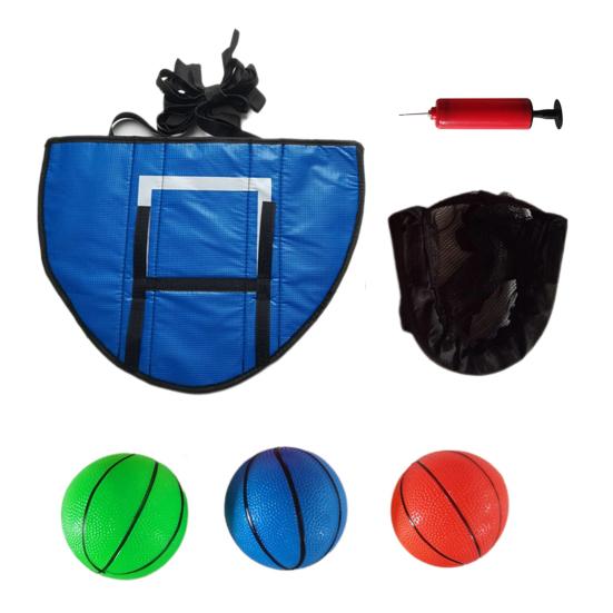 Trampolin-Basketballkorb mit 3 Bällen, Pumpe, wasserdicht, für Kinder und Erwachsene, für drinnen und draußen, Garten, Basketball, Wurfspiel, Trampolin-Zubehör 4pcs blau
