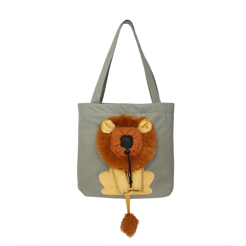 Haustier-Katzen-Tragetaschen, Löwen-Design, tragbare, atmungsaktive Tasche, Katzen-Hunde-Tragetaschen, ausgehende Reisen, Haustiere, Handtasche mit Sicherheitsreißverschluss 44x40cm-in 6kg dunkelgraue