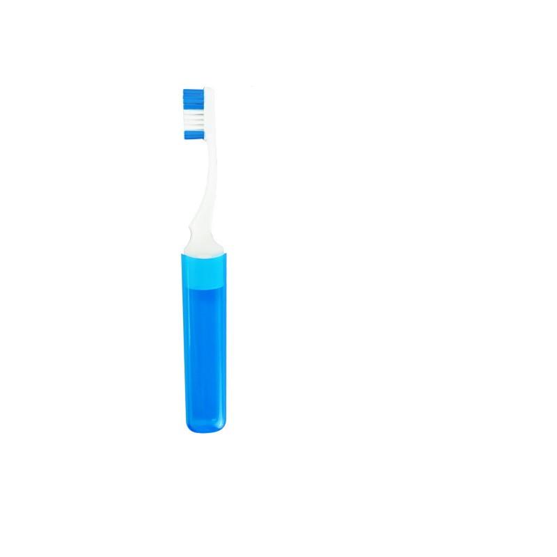 Wiederverwendbare, tragbare, faltbare Zahnbürste mit Zahnbürsten-Organizer, süße, faltbare Mini-Zahnbürste mit weichen Borsten für unterwegs nach Hause blau