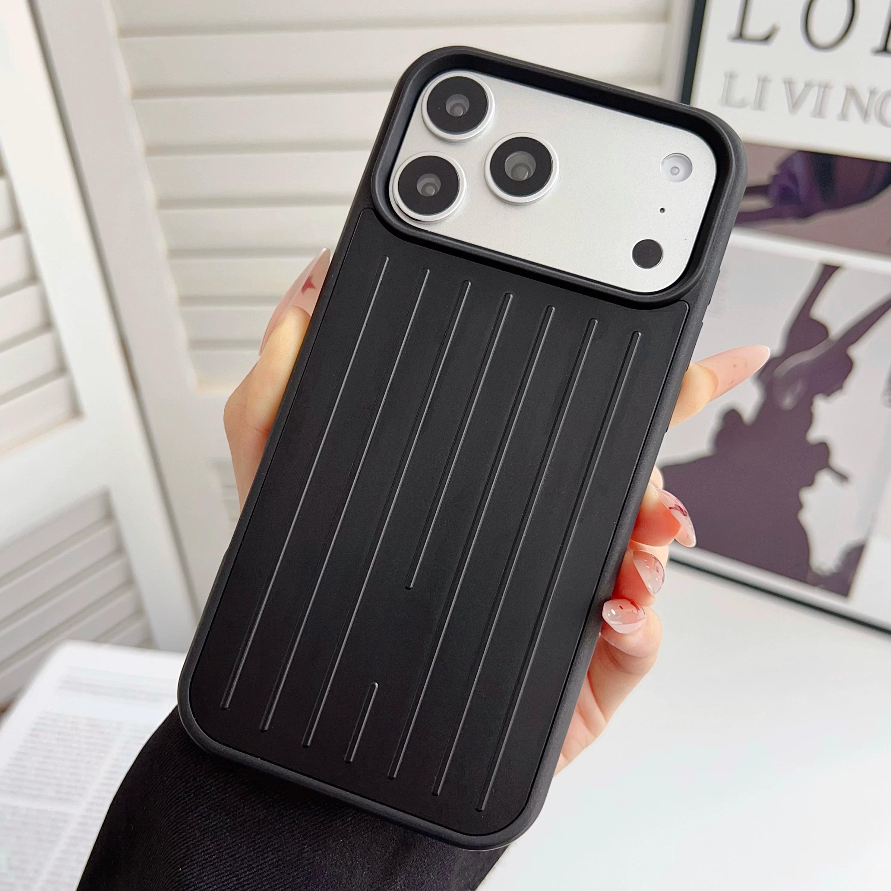 3D Wellenstreifen Stilvoll für RIMOWA Koffer für IPhone 17 Pro Max 16 15 14 13 Aluminiumlegierung Rückseite Stoßfeste Hülle iPhone 14 Pro