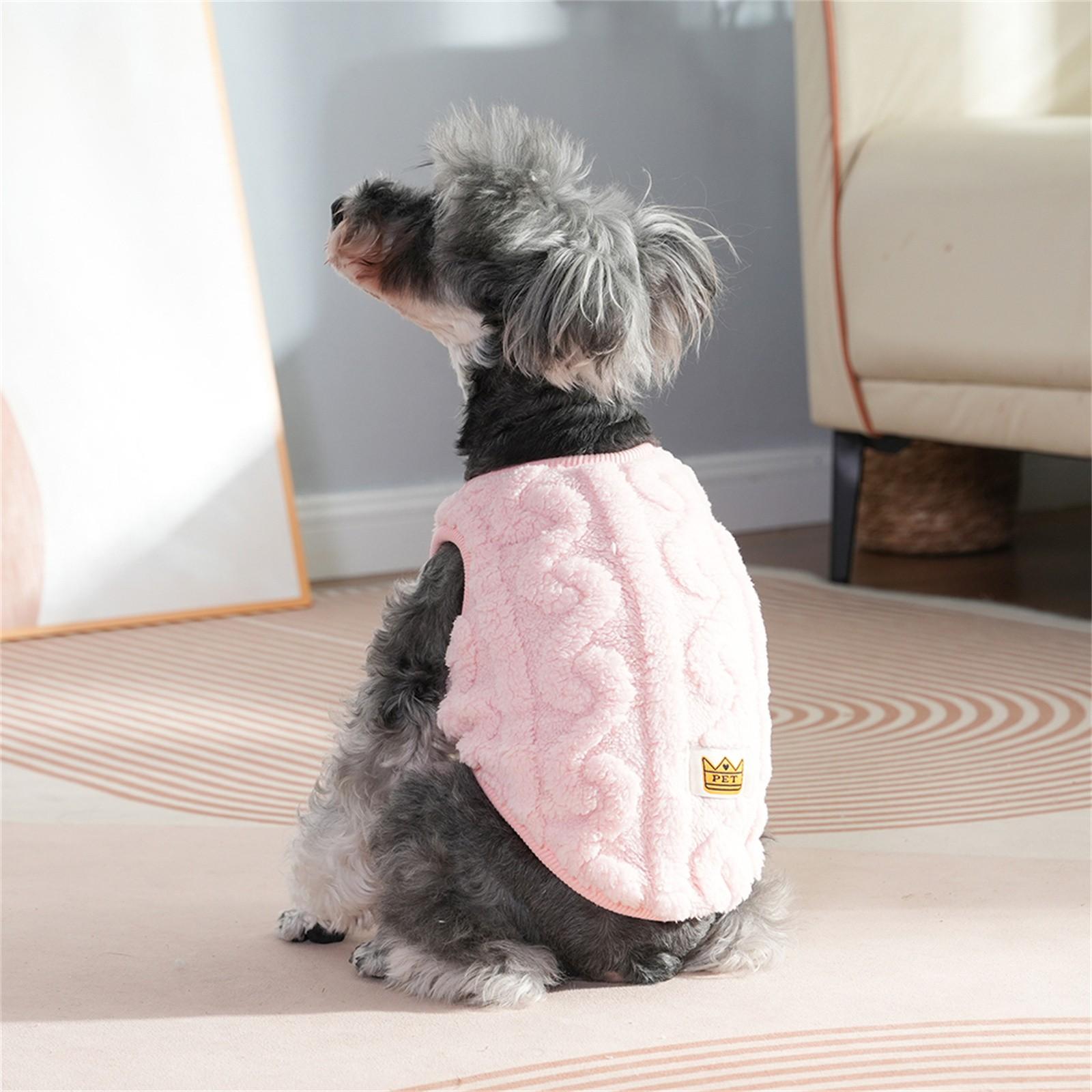 Weiche Fleece Hundekleidung für kleine Hunde Katzen Pullover Winter Warm Welpenweste Bekleidung Französisch Yorkshire Haustierkostüm L rosa