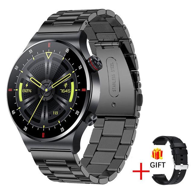 LIGE Neue Bluetooth-Anruf-Smartwatch für Männer, voller Touchscreen, Sport-Fitnessuhr, Bluetooth ist für Android-iOS-Smartwatch geeignet steel belt schwarz