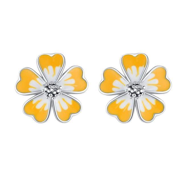 Gänseblümchen-Blumen-Ohrringe, 925er Silber, rosa, gelbe Blumen-Creolen für Frauen, Hochzeit, Verlobung, Zirkonia, originelles Schmuckgeschenk grün