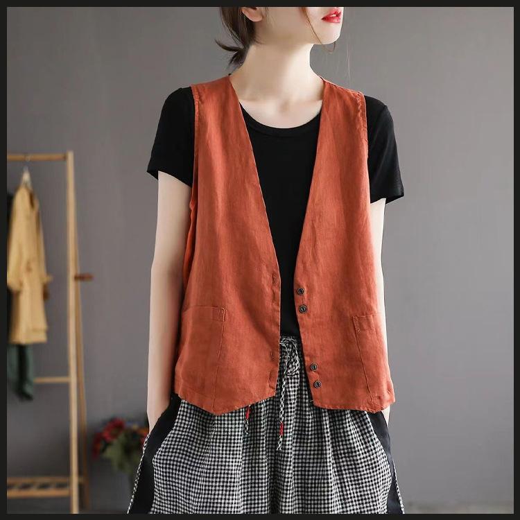 Oberbekleidung Große Größe Weste Damen Sommer Dünne Weste Ärmellose Weste 7XL orange