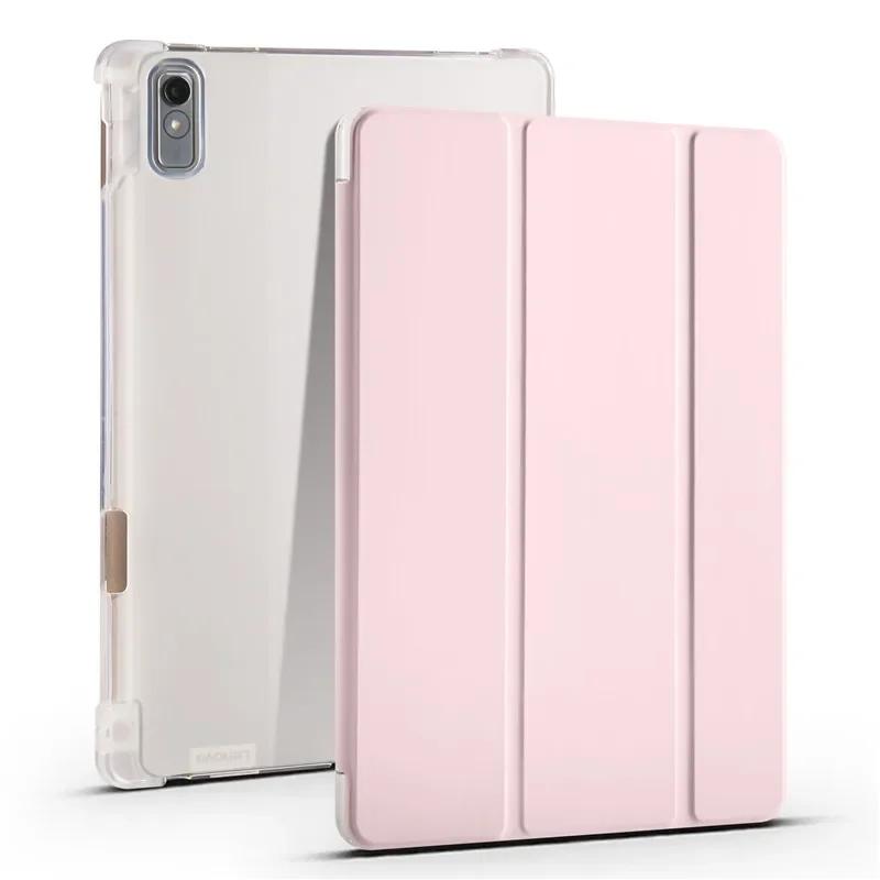 Tablet-Hülle für Lenovo Tab P11 2. Generation M11 2024, Hülle mit Stifthalter, dreifach gefaltet, PU-Flip-Leder, weiche Rückseite, Ständer, Tablet-Schutzhülle for P11 2th 11.5inch rosa
