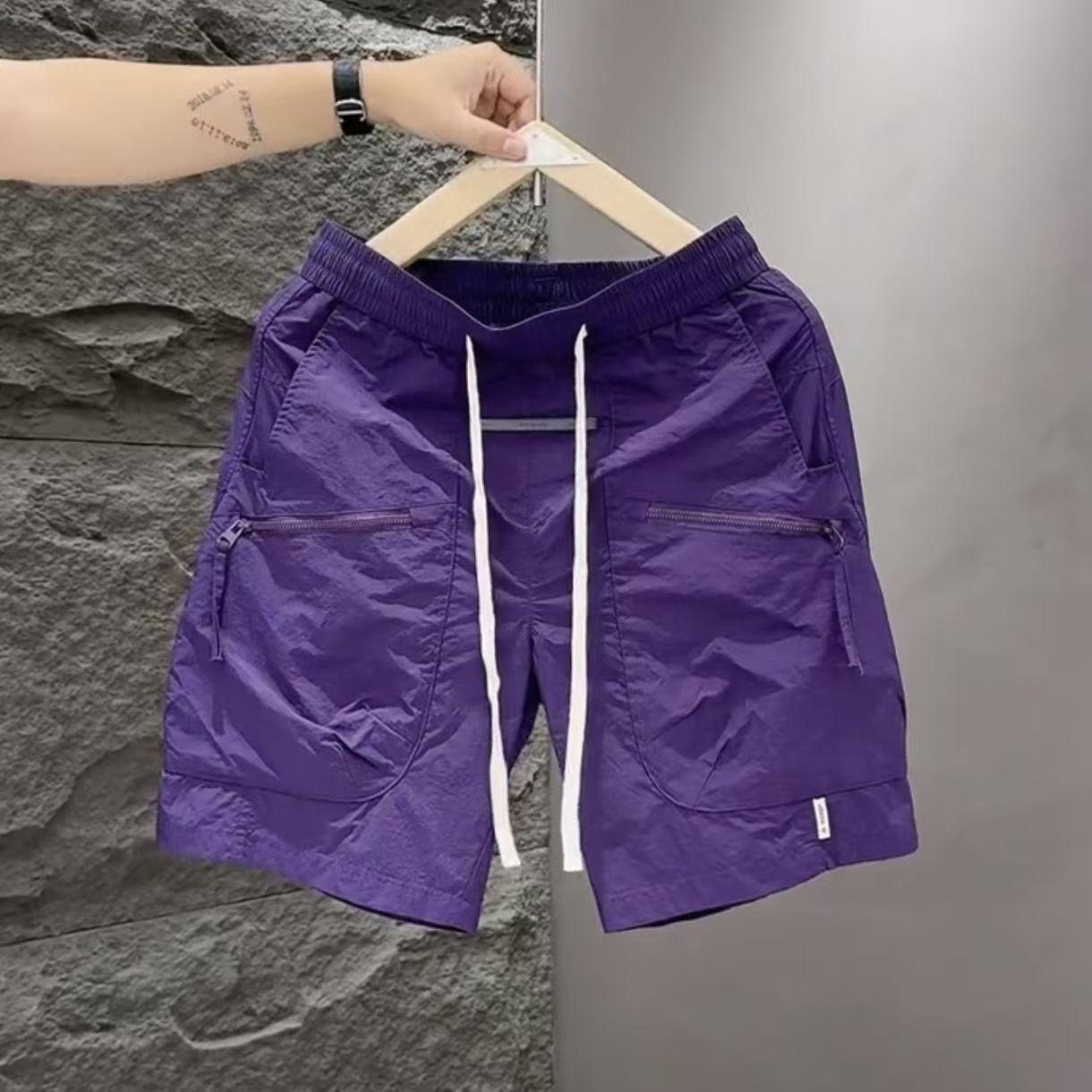 Herren Kleidung Herren Shorts Trend Elastischer Bund Jogginghose Sommer Herren Kurz Koreanische Mode Streetwear Harajuku Shorts Herren S violett