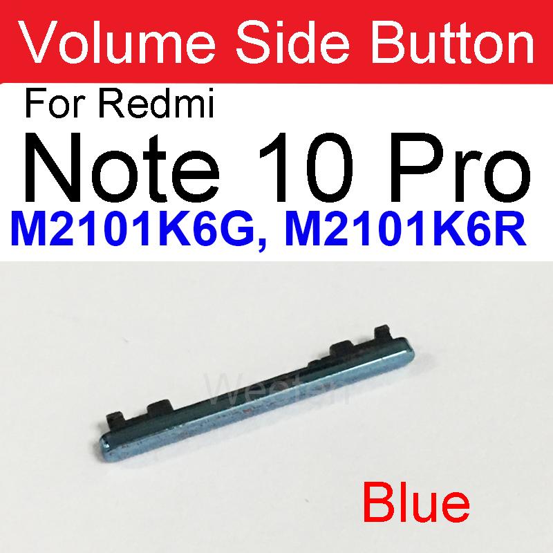 Lautstärke-Seitentaste für Xiaomi Redmi Note 9 5G / Note 9S / Note 9 Pro / Note 10 / Note 10 Pro, Lautstärketaste, Sidekey-Reparaturteile Note 10 Pro blau