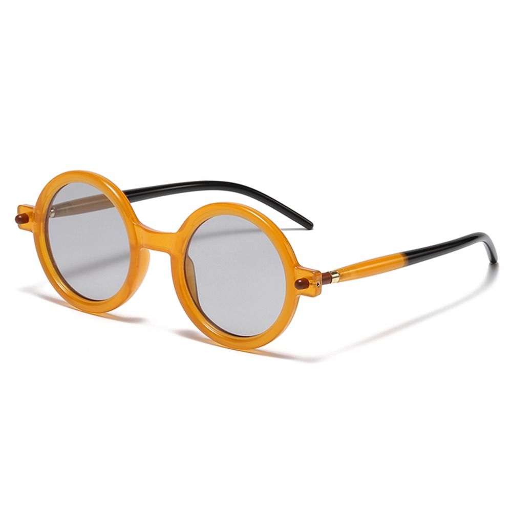 Literarische Sonnenbrille mit rundem Rahmen, modische Retro-Sonnenbrille, trendige Street Wear-Sonnenbrille, vielseitige Brille Orange-Gray