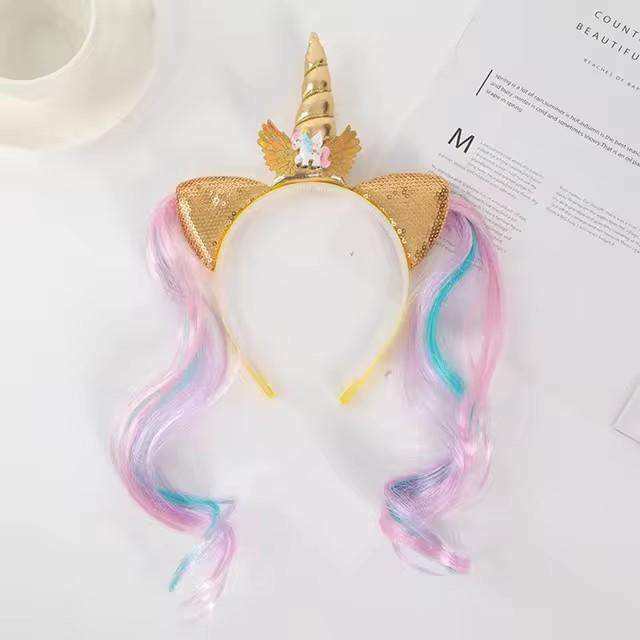 Einhorn Geburtstag Mädchen Stirnband Baby Shower Party Niedlich Kinder Haar Hoop Haarbänder Zubehör Einhorn Geburtstag Party Decor Kopfbedeckungen gold