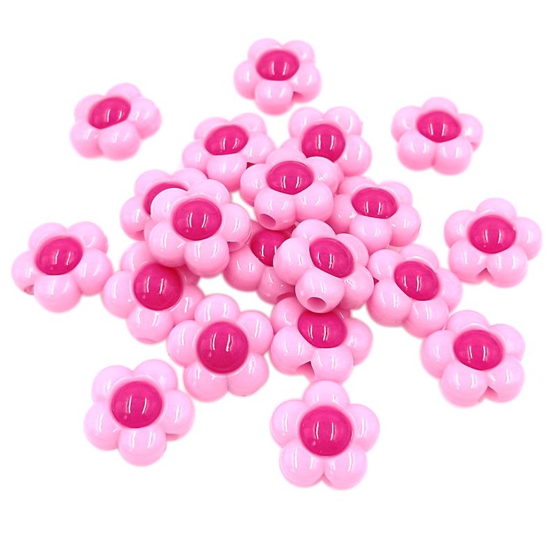 10 Stück einfarbige Acryl-Blumen-lose Perlen, kreative Anhänger, Modeschmuck, Zubehör für die Herstellung von Armbändern und Halsketten rosa