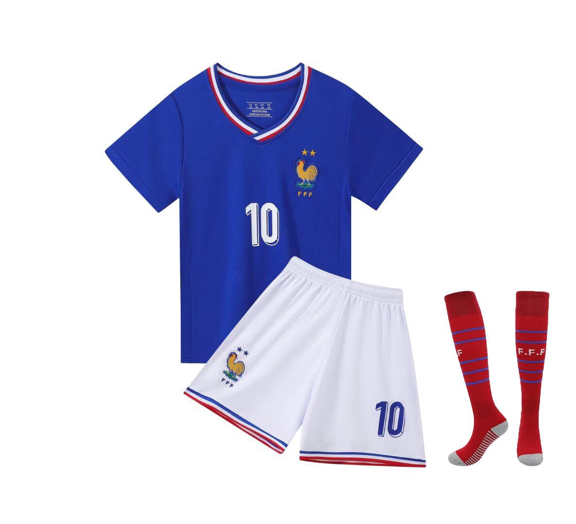 24-25 Frankreich Heim Nr.. 10 Nationalmannschaft Fußballanzug Kinderkleidung Erwachsenenanzug Größe 14-3XL 14 yards/90