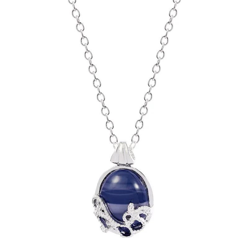 The Vampire Diaries Katherine Pierce Natürlicher Blauer Opal Anhänger Halskette Höchste Qualität Hohl Versilbert Damen Statement Halskette CHINA