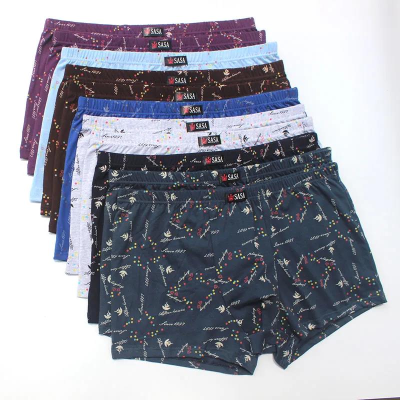 6 Packungen Herrenunterwäsche aus reiner Baumwolle mit mittlerer Taille, locker bedruckte Boxershorts, junge und mittlere Boxershorts in Übergröße L