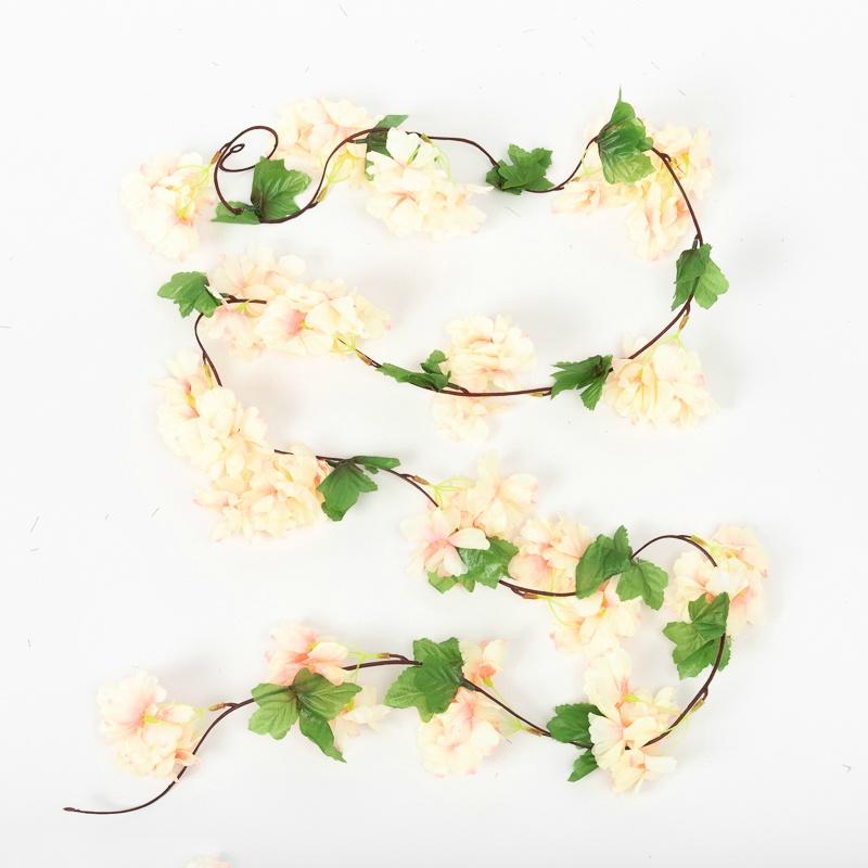 230cm Künstliche Sakura-Blüten Ranke Hochzeit Gartenbogen Heimparty Dekoration Weihnachten Braut Künstliche Pflanzen Deko Blumenranken 1PC