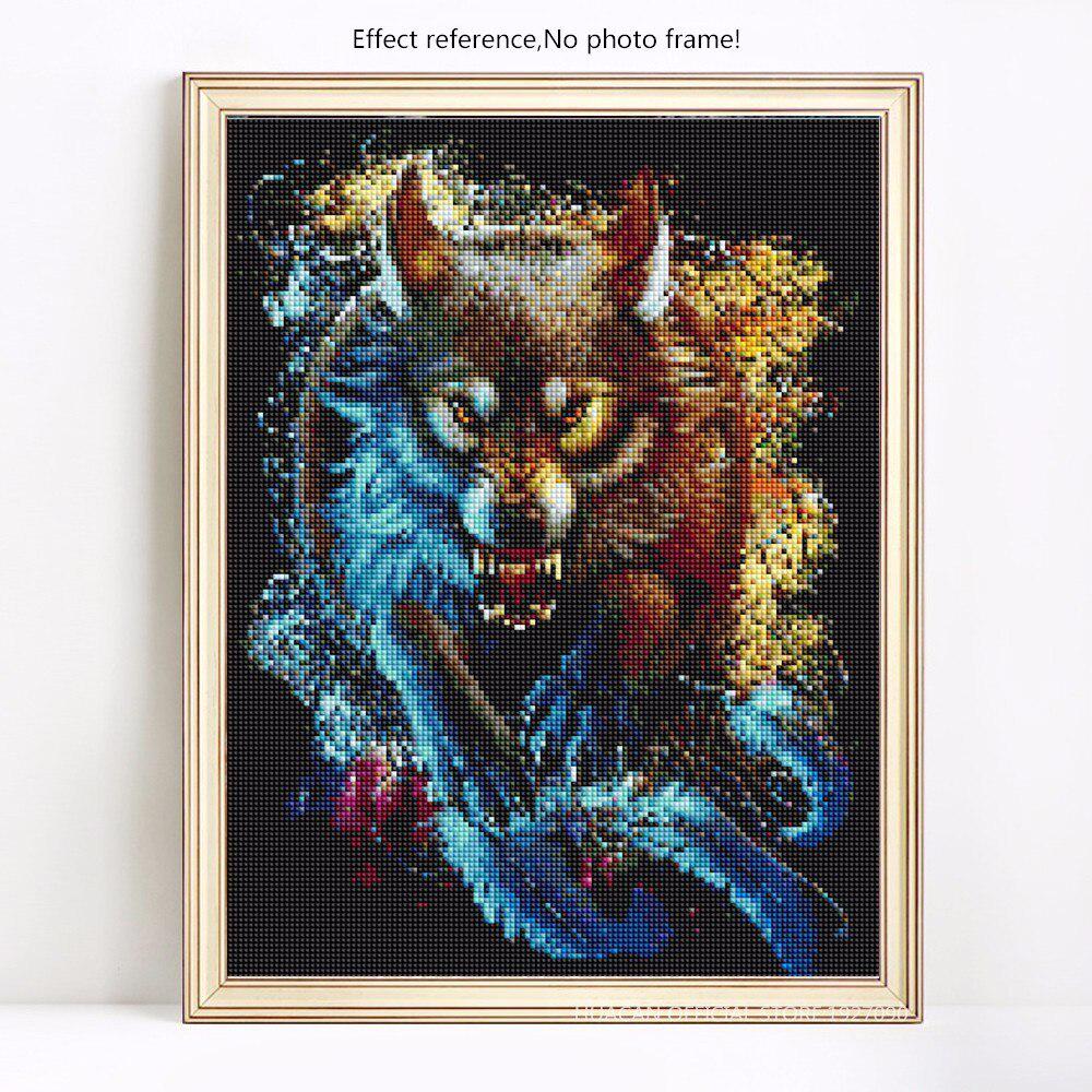 Diamant-Malerei, komplett, rund, Ankunft, Tiere, Diamant-Stickerei, Verkauf, Wolf-Diamant-Stickerei 20X30