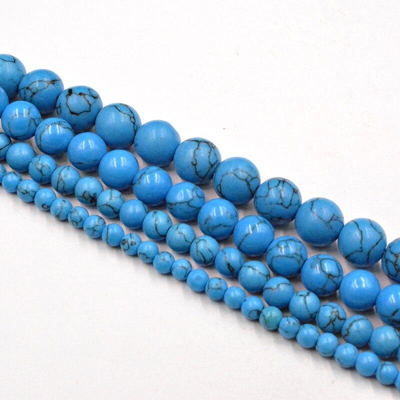 4–12 mm blau-türkiser Naturstein, rund, lose Edelsteine, Perlen, lose Perlen für Schmuck, Armbänder, Zubehör, DIY Dia 8mm