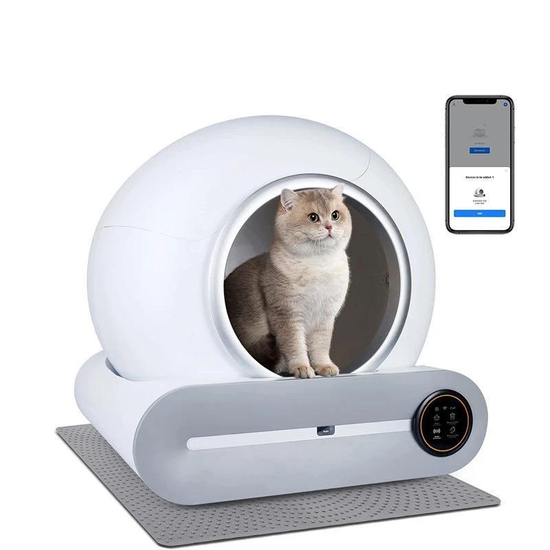 Tonepie 65L Automatisches Smartes Katzenklo Selbstreinigend Vollständig Geschlossenes Katzenklo Haustierstreuschale 480*516*505mm weiß