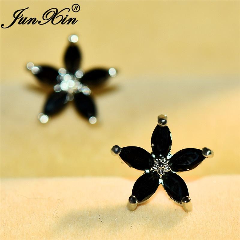 Fünfzackiger Stern, Marquise-Schliff, Kristall-Ohrstecker, Pentagramm-Ohrstecker, Schmuck, Geschenke, Silikon-Hamburger-Ohrring-Rückseite schwarz