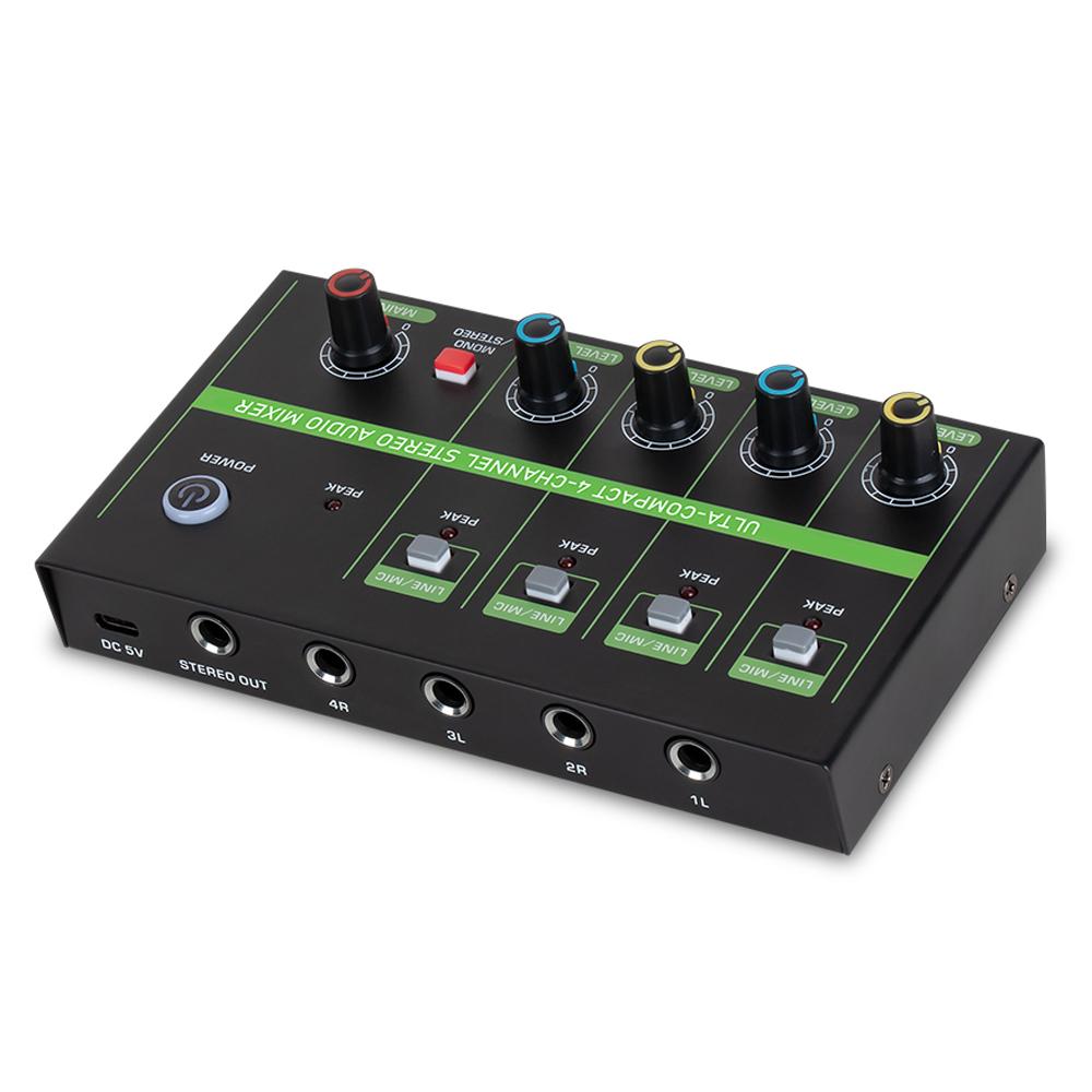 4 kanal Audio Mixer Mikrofon Low-noise Mono Stereo Line Mixer LINE/MIC Modus Umschaltung Typ-C schwarz