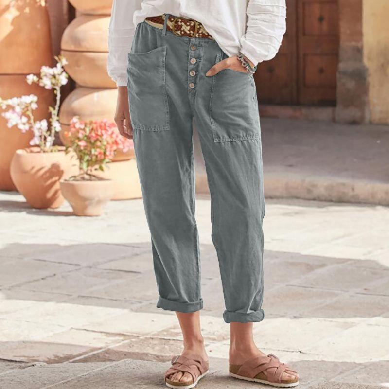 YYFS Damenmode, lässig, einfarbig, bedruckt, Hosen, Hosen und Caprihosen L graue
