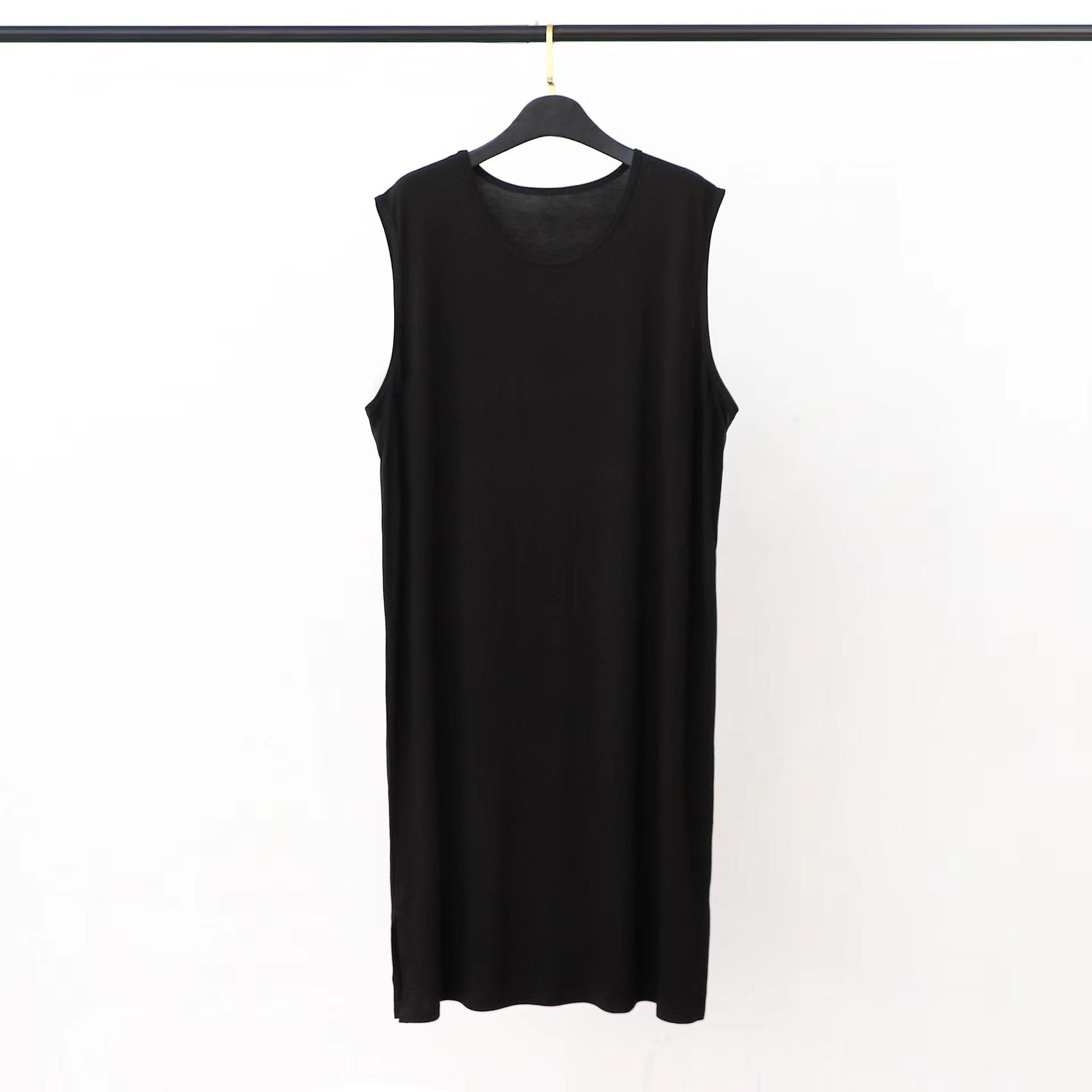 Langes Herren-Hemdkleid, Kniehohe Tunika in Übergröße für Herren, Übergroßes Modal-Hemdkleid, Loungewear für große Männer, Streetwear-Kleid für Herren 3XL(80-100kg) schwarz
