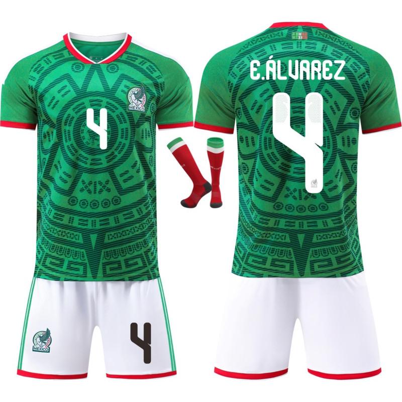 2026 FIFA Fussball-Weltmeisterschaft Mexiko Fußballtrikot für Kinder und Erwachsene E.ALUAREZ #4 XXXL