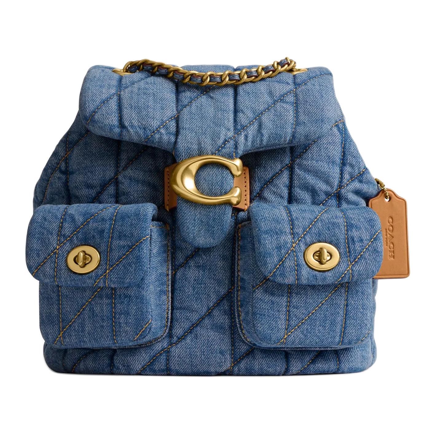 Coach Tabby 22 Kordelzug Stoff Rucksack Kleiner Damen Rucksack Indigo CZ747-B4IN Gift Set (Gift Box Set+Accessories Set)