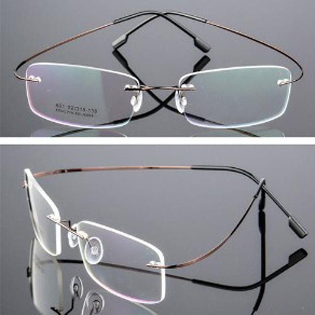 Titanlegierung Superelastische Randlose Brille Männer Frauen Unisex Rahmenlose Brillen Mode Business Brillen Schutz Auge kaffeebraun