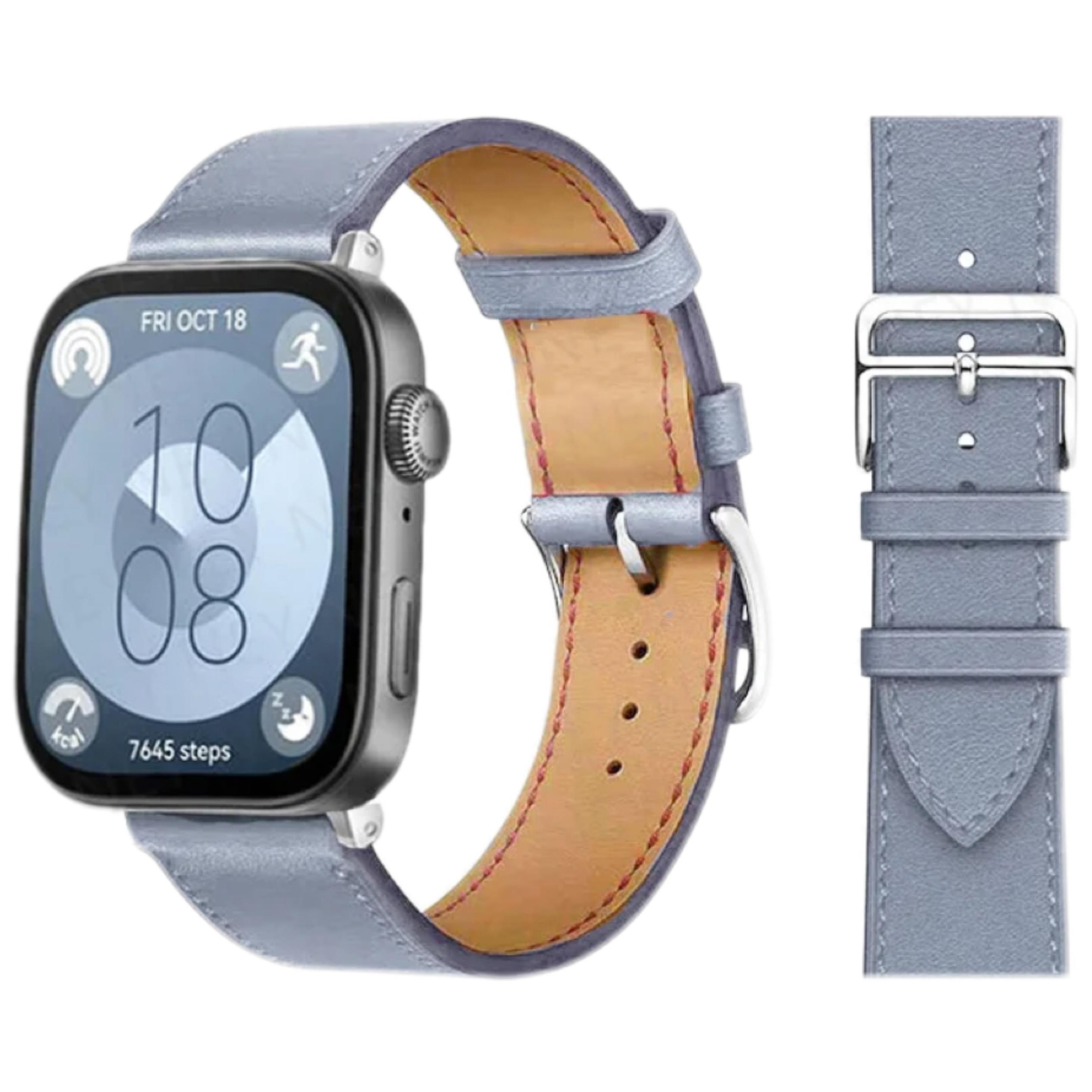 Lederarmband für Huawei Watch Fit 4 Pro Armband Smartwatch Ersatz Sportarmband Retro Armband Correa Huawei Fit 4 3 2 1 Zubehör For huawei Fit 3 blau