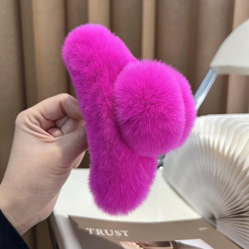Plüsch Haar Clip Kunstpelz Haar Krallen Krabben Klammern Herbst Winter Candy Farbe Haarnadel Haarspange Mode Frauen Haar Zubehör