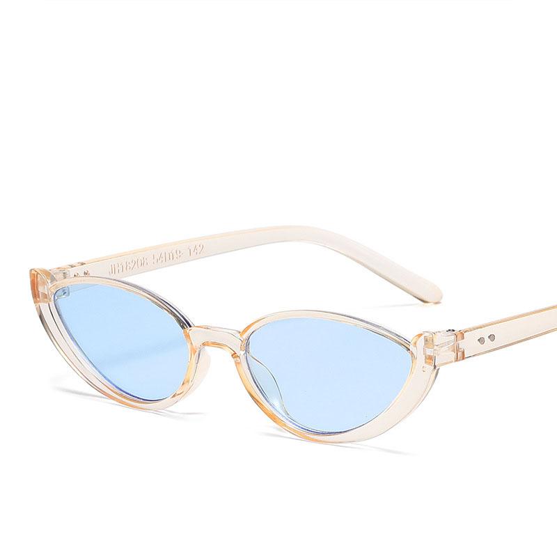 Unpolarisierte Cat-Eye Vintage Mode Sonnenbrille Damen Halbrand Klein Rahmen Brille Damen Persönlichkeit Einfache Sonnenbrille Herren