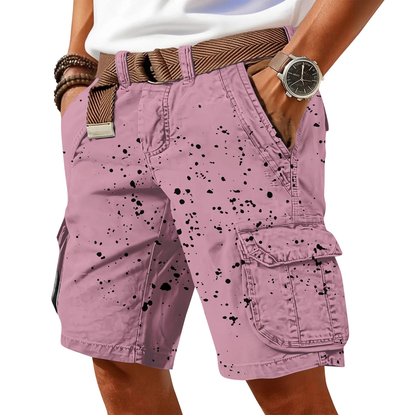 Herren Shorts Cargohosen für Herren UK mit Utility-Taschen Geeignet für Arbeitsshorts Herren und Outdoor-Aktivitäten Shorts für Herren UK L rosa