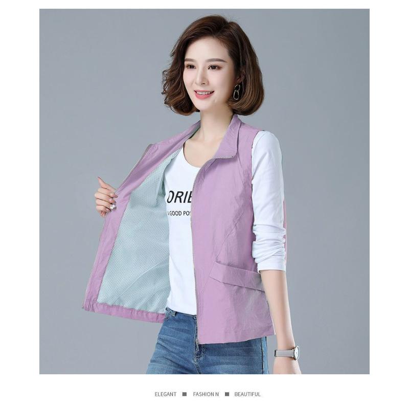 Frühling Herbst Vielseitige Dünne Jacke Damen Neue Koreanische Stil Jacke Lässige Weste XXXXL violett