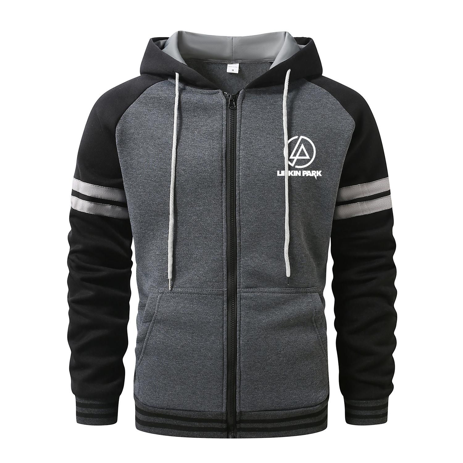 LINKIN PARK Kapuzenpullover für Herren Cardigan mit Reißverschluss Kapuzenpullover mit Tasche Sport & Outdoor Herrenmode Kapuzenpullover & Sweatshirts Streetwear Casual Herrenmäntel XXL dunkelgrau
