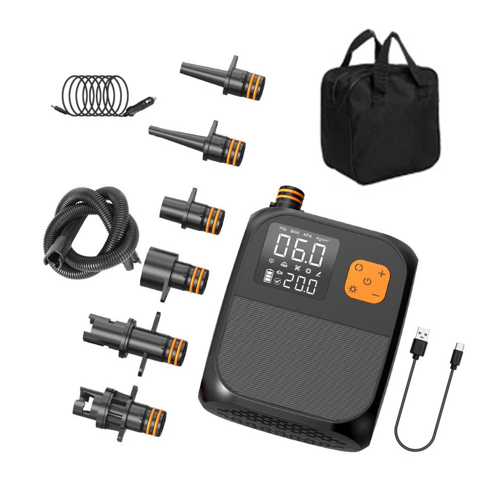 Tragbare Paddle Board Pumpe 25PSI Hochdruck Elektrische Luft Kompressor Pumpe Power Bank mit 6 schwarz