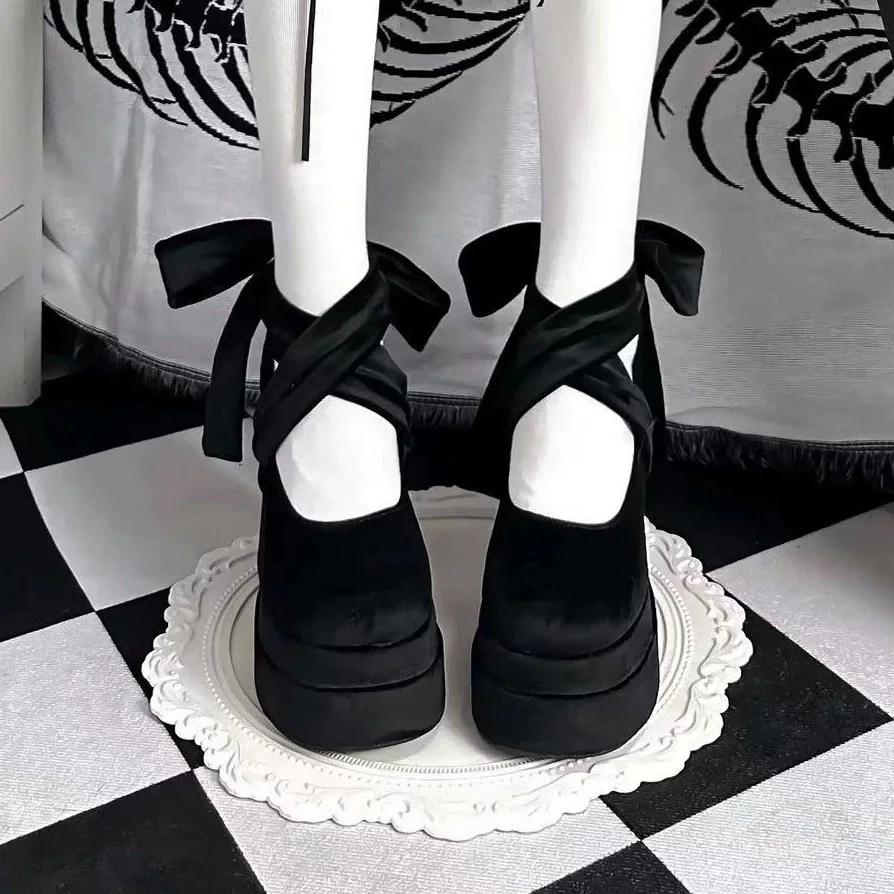 Mode Damen Mary Janes Schuhe 2025 Neue Lolita Schuhe Designer Plateau Schuhe für Damen Mode Hoher Absatz Einzelner Schuh Zapatos De Mujer 43 schwarz