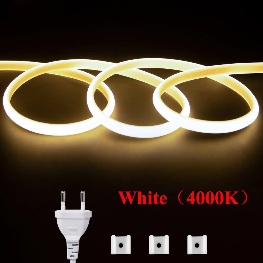AC 220V COB LED Streifen Neon Licht Power Plug Kit Hohe Dichte 288LED/m Linear Beleuchtung IP68 Wasserdichtes flexibles Led-Band 3M weiß