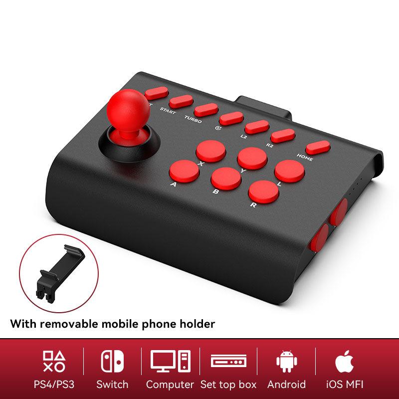 VAORLO Arcade Game Stick Joystick Controller für Nintendo Switch PS4 PS3 8bitdo Ultimate Pandora Box PC IOS Handy Black Red