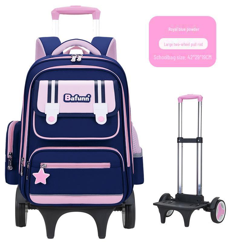 25 neue leichte Trolley-Schulranzen mit großem Fassungsvermögen für Jungen und Mädchen der Klassen 1-6 upgraded large two-wheeled trolley rosa