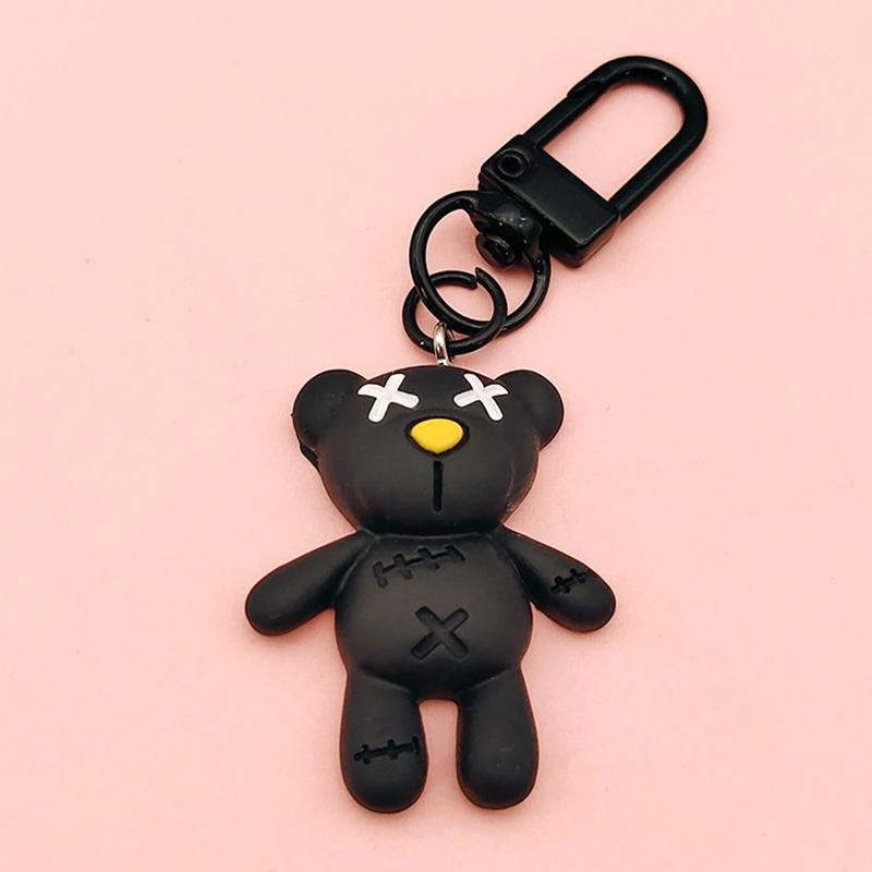Cooler schwarzer Bär Schlüsselanhänger Kaffeetasse Flaschenverschluss Kaninchen Anhänger Auto Schlüsselanhänger Rucksack Charms Tasche Dekor Zubehör