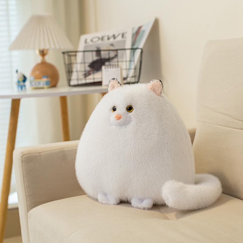 Plüschtier Weiße Perserkatze Weich Gefüllt Ausstellungsakzent Für Schlafzimmerregal Schreibtisch Sammlung Geschenk Für Heimdeko Für Schreibtisch-Auslage 28cm