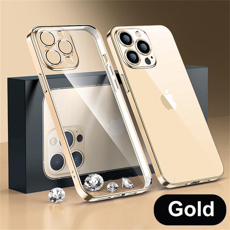 Luxuxy Plating Transparente Hülle für iPhone 15 14 13 12 11 Pro Max stoßfeste weiche Silicagel-Abdeckung X XR XS 8 7 6 Plus SE Zubehör iPhone 6 Plus/6S Plus gold