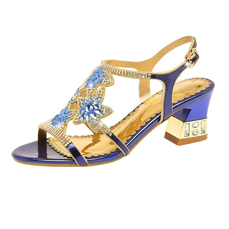Mode 2025 Neue Mode Sandalen Damen Hoch- und Niedrigabsatz Sandalen Leder Damen Sandalen mit Diamanten Outdoor Damen Strandschuhe 37(Foot 23.5cm)