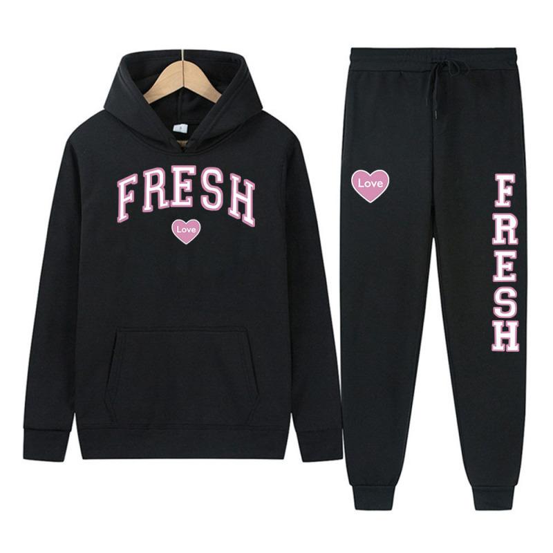 2023 neues Y2K Pullover Set Brief Love Print LOVE Print Street Hip Hop Hoodie Set Pullover Sportbekleidung Herbst/Winter Leggings Casual Set Unisex S