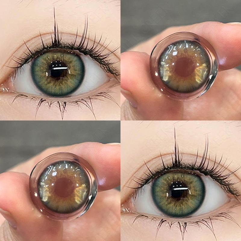 Mill Creek Myopia Kontaktlinsen (0~-8.00) Natürliche, bequeme Kontaktlinsen in Braun/Grau/Schwarz/Hellbraun, 6 Monate Gebrauch -3.25 grün