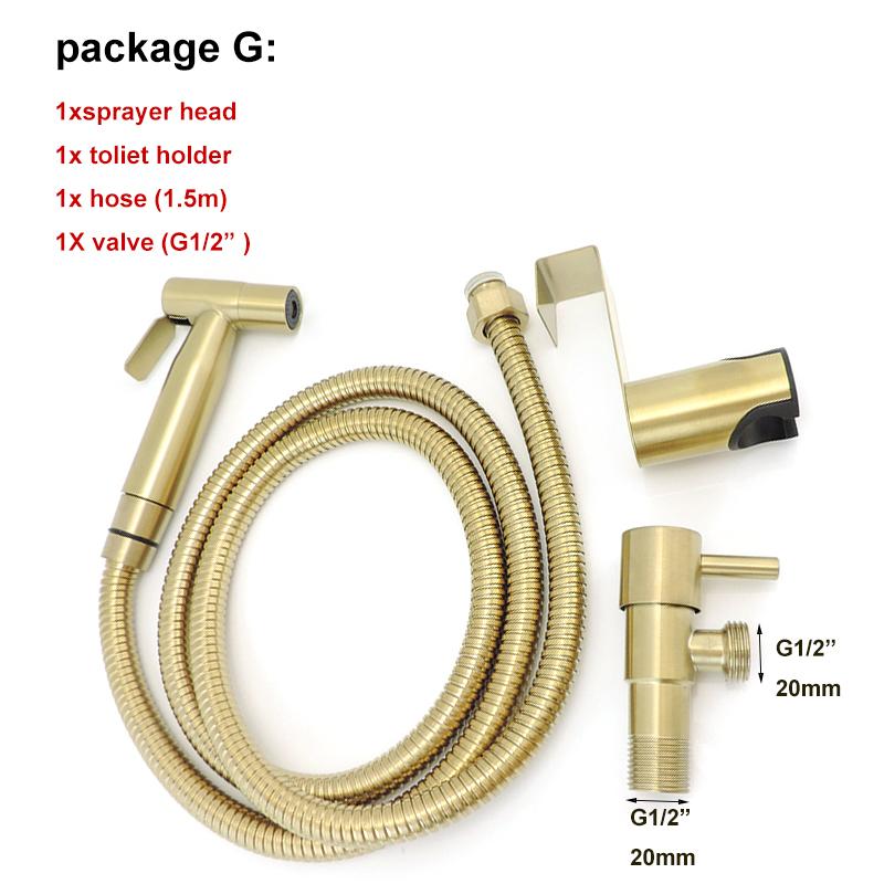 Gold Gebürstet edelstahl WC reinigung Bidet Spray wc Badezimmer dusche Sets kopf Douche hand Schlauch Muslim Sanitär Shattaf package G