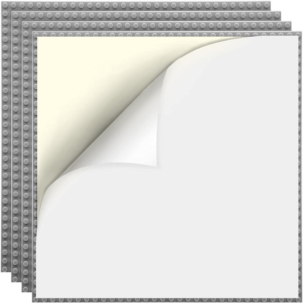10 x 10 Zoll große Abzieh- und Klebegrundplatten, selbstklebende Bausteinplatten, kompatibel mit allen gängigen Marken, Baustein-DIY-Spielzeug, Geschenk für Kinder hellgrau