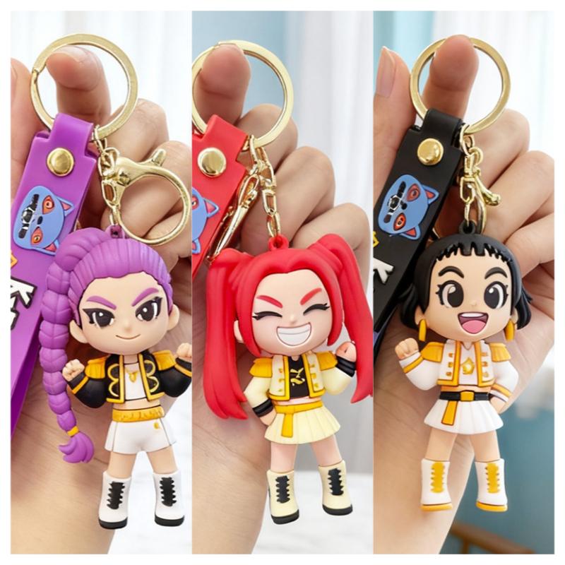 Kpop Dämonenjäger Geburtstagsfeier Gastgeschenke Schlüsselanhänger Kpop Anime Fans Rucksackanhänger Schlüsselring Neujahr 2026 Weihnachtsgeschenke 3Pcs