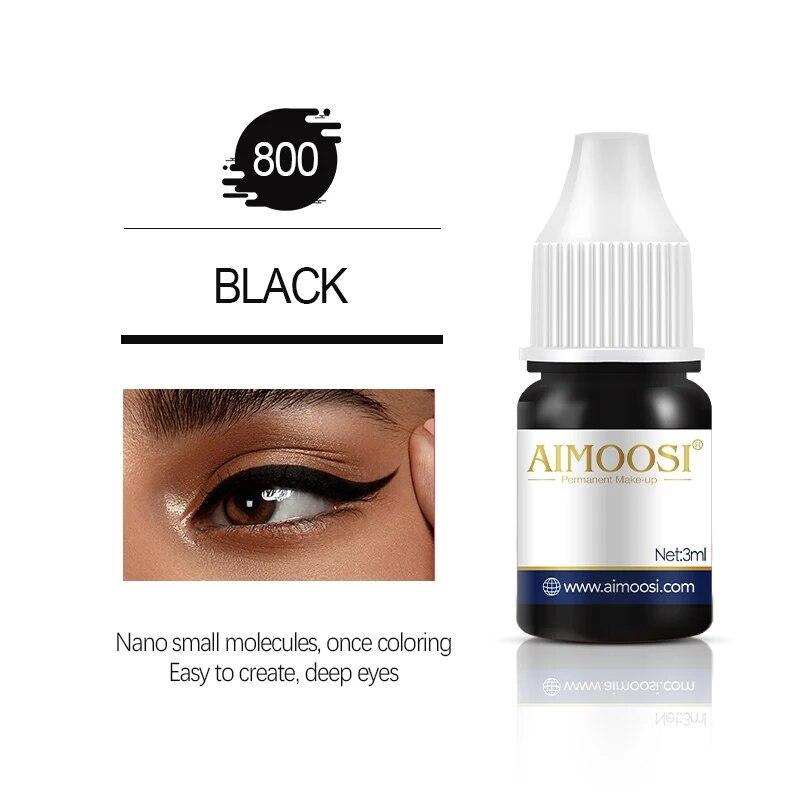 Tattoo-Tinte Nano-Pigment Milchfarben für semipermanentes Make-up-Set, Tönung, Augenbrauen, Eyeliner, Lippen, Schönheit, 3 ml Microblading-Pigmente 800 Black