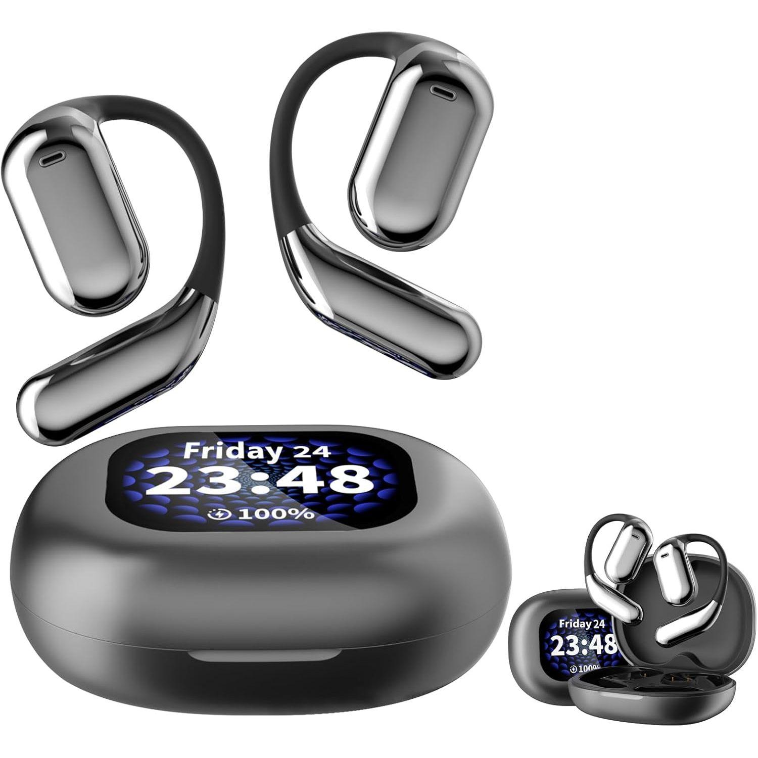 Sport Bluetooth Drahtlose Kopfhörer mit Mikrofon IPX5 Wasserdichte Ohrbügel Bluetooth Kopfhörer HiFi Stereo Musik Ohrhörer für Telefon schwarz